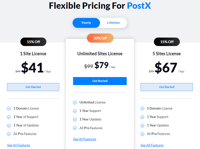 Postx – Gutenberg Blocks For Post Grid pricing