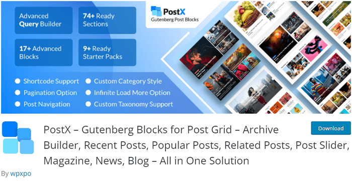 Postx – Gutenberg Blocks For Post Grid