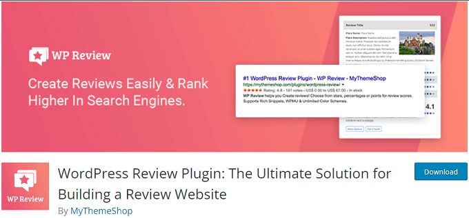 WP Review WordPress rating plugin