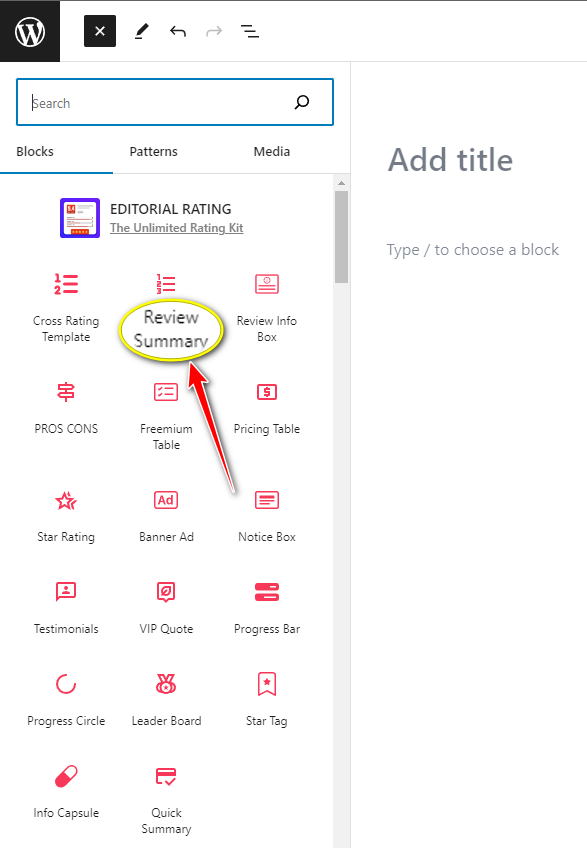 Review Summary- Editorial Rating Blocks