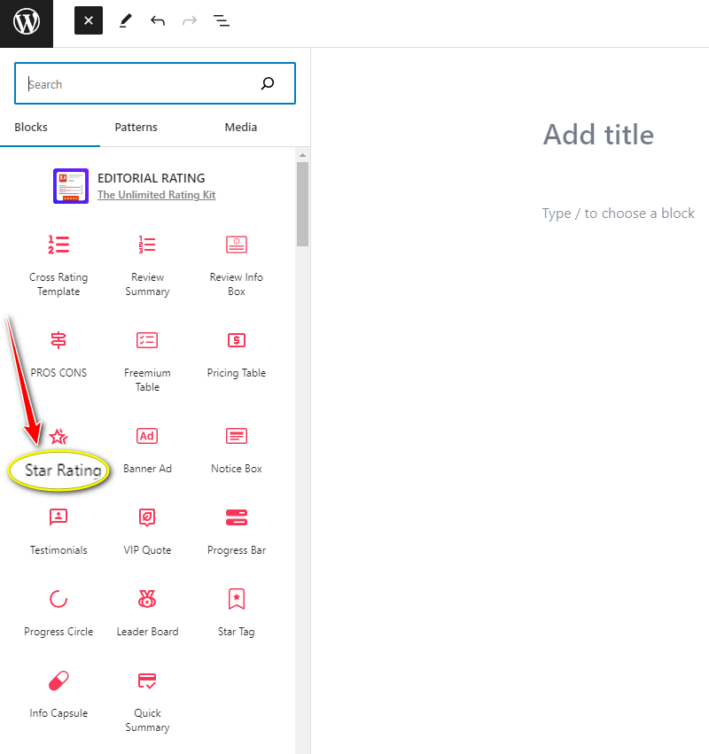 Star Rating- Editorial Rating Block